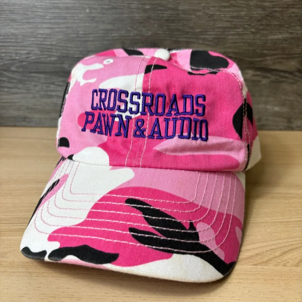 Crossroads Pawn & Audio Hat Cap Strap Back Womens Pink‎ Camo Camouflage